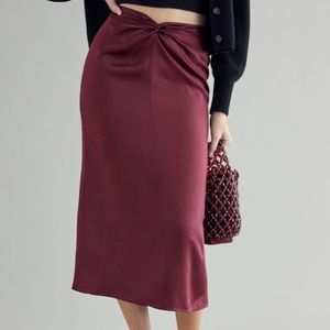 Reformation Ember 100% Silk Skirt